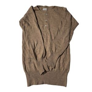 Vintage Morley Theta Wool Henley Undershirt/Sweater Light Brown 50s–60s Unisex